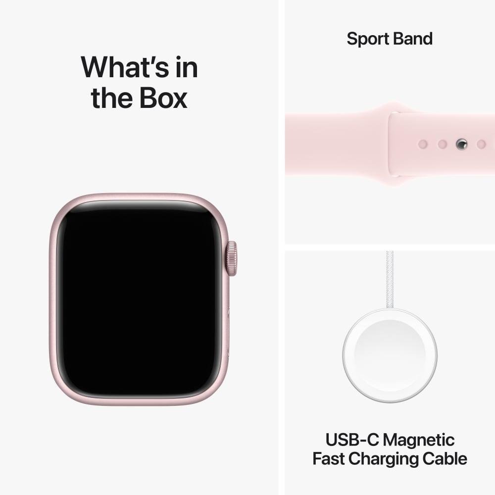Apple Watch Series 9 GPS + Cellular 45mm Pink Aluminium Case with Light Pink Sport Band - M/L - Image 10