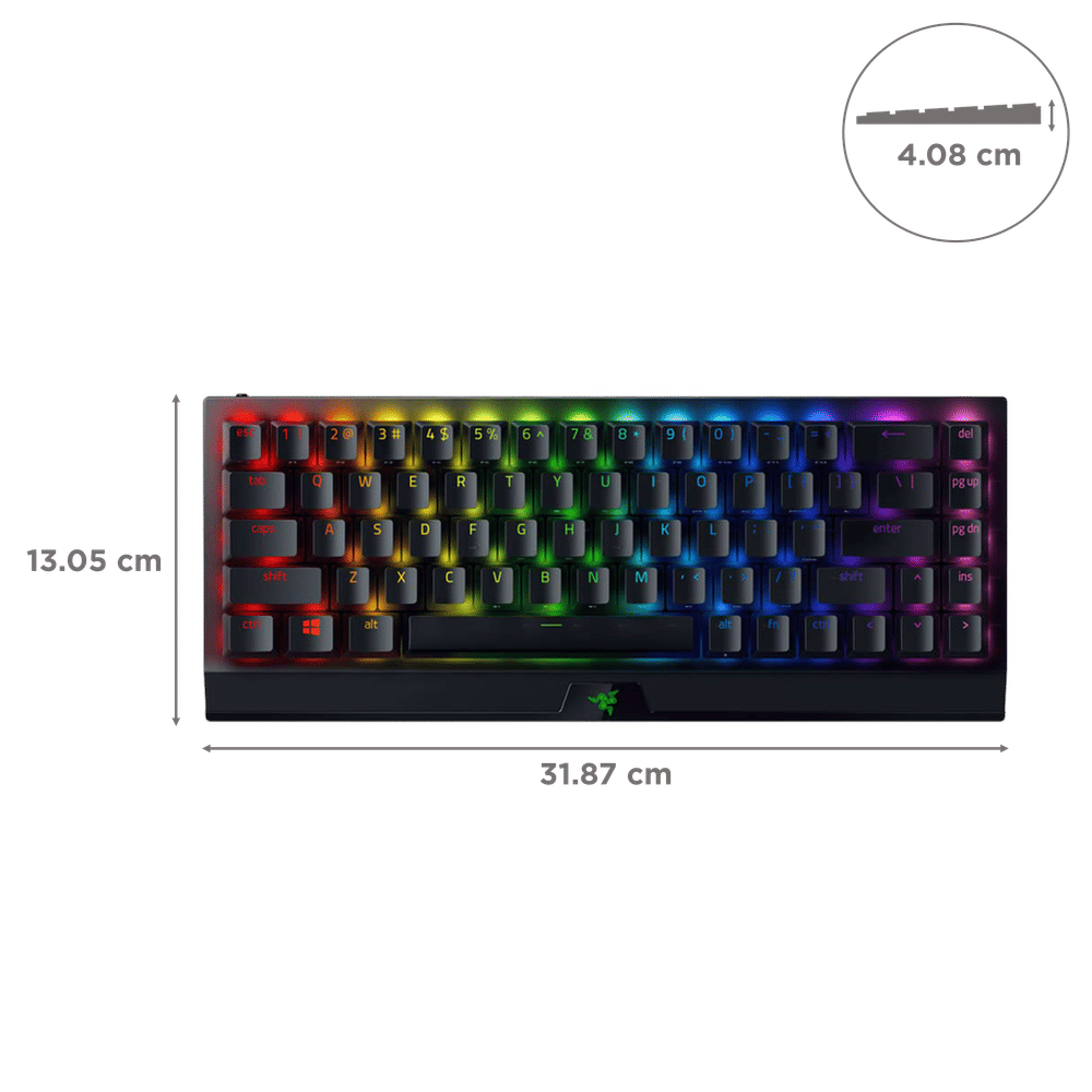 RAZER BlackWidow V3 Mini HyperSpeed Phantom Edition Bluetooth & 2.4GHz Wireless Gaming Keyboard with Multi Device Connectivity (N-Key Rollover, Black) - Image 3