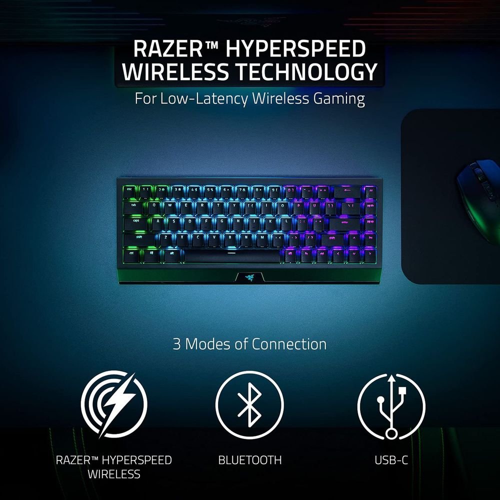 RAZER BlackWidow V3 Mini Phantom Edition Bluetooth & 2.4GHz Wireless Gaming Keyboard with Multi Device Connectivity (Double-Shot ABS Keycap, Black) - Image 6