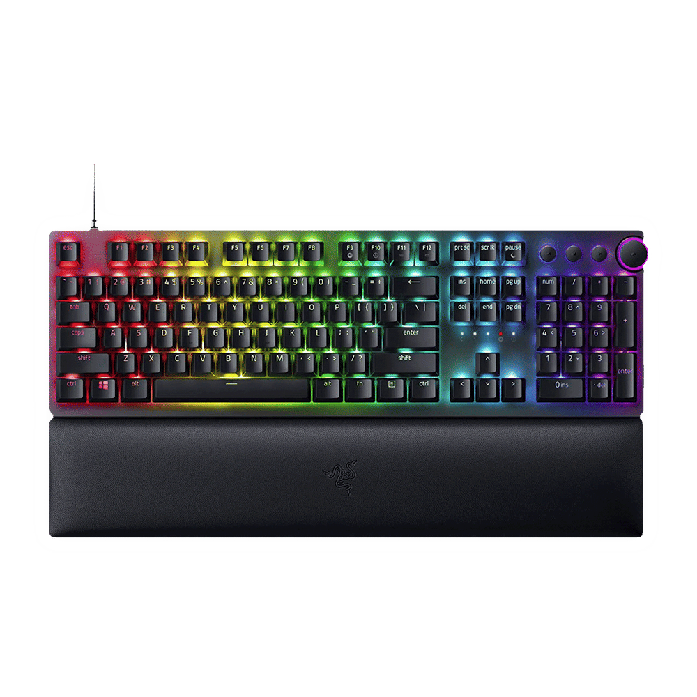 RAZER Huntsman V2 Wired Gaming Keyboard with Backlit Keys (Ergonomic Wrist Rest, Black)