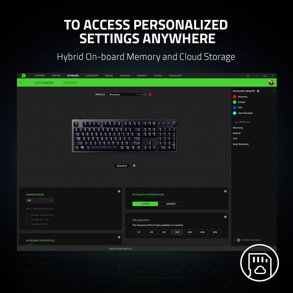 RAZER Huntsman V2 Wired Gaming Keyboard with Backlit Keys (Ergonomic Wrist Rest, Black) - Image 5