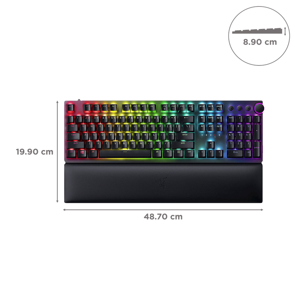 RAZER Huntsman V2 Wired Gaming Keyboard with Backlit Keys (Ergonomic Wrist Rest, Black) - Image 2