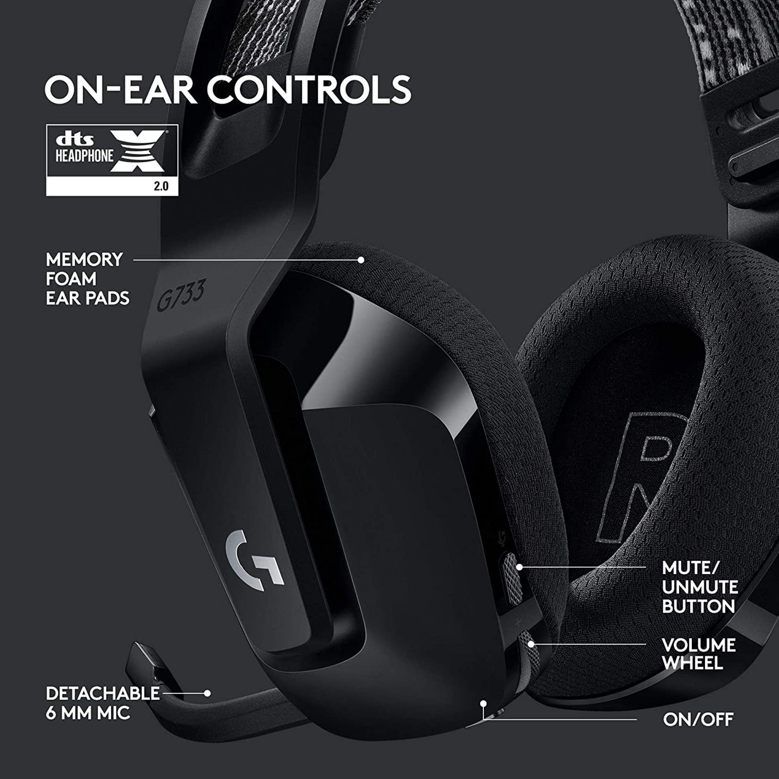 logitech G733 981-000867 Bluetooth Gaming Headphone (29 Hours Playback, Over Ear, Black) - Image 7