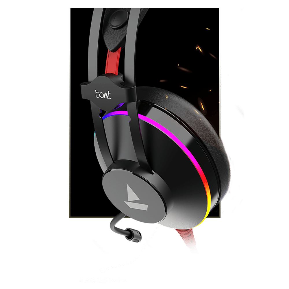 boAt Immortal 400 Wired Gaming Headphone with Environmental Noise Cancellation (Intelligent Denoising Mic, Over Ear, Black Sabre) - Image 5