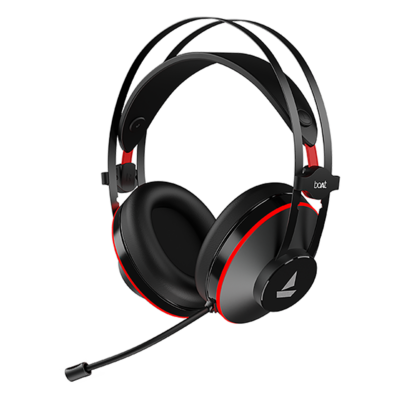 boAt Immortal 400 Wired Gaming Headphone with Environmental Noise Cancellation (Intelligent Denoising Mic, Over Ear, Black Sabre)