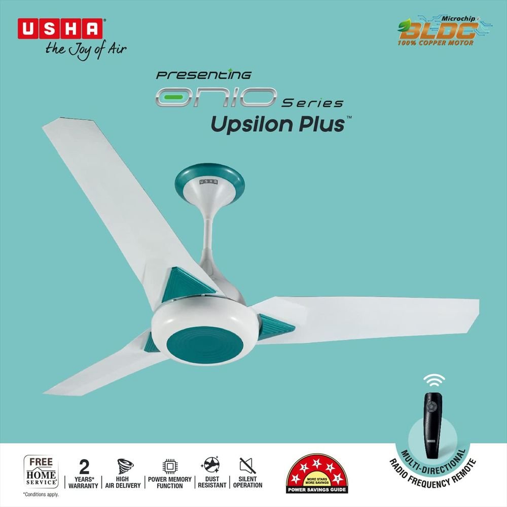 USHA Upsilon Plus 5 Star 1200mm 3 Blade BLDC Motor Ceiling Fan with Remote (Whisper Quiet Operation, White) - Image 9