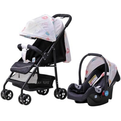 POLKA TOTS Click Clack Travel System Baby Stroller & Pram Infant Car Seat for Kids, Travel Friendly, Safe, Easy to Use for 0 to 3 Years, Stroller and Car Seat Combo (Elephant Print)