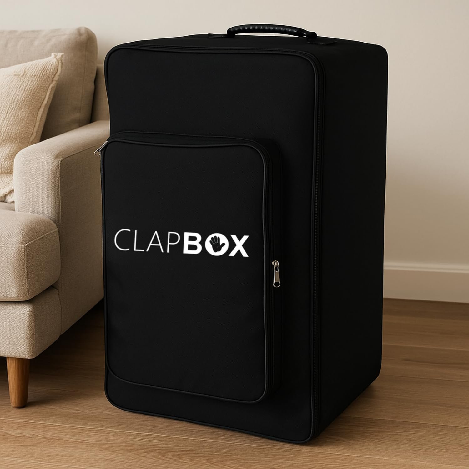 Clapbox Cajon Bag - Universal Size for all Cajons, 10 mm Padding (H:50cm W:30cm L:30cm) - Standard Size, Cajon Gig Bag with Carry Handle and Shoulder Straps - Image 5