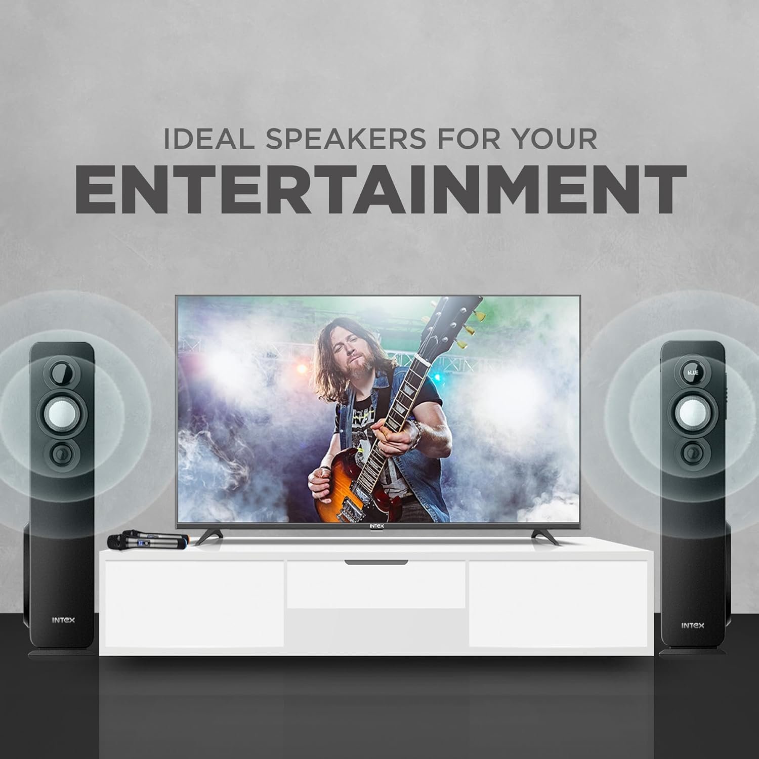 Intex TITAN1400 D Dual Tower Bluetooth Speaker 140W High Bass Home Audio System with Mic Aux USB FM Support LED Display and Remote Bluetooth Tower Speaker for TV Music and Party Use Black - Image 9