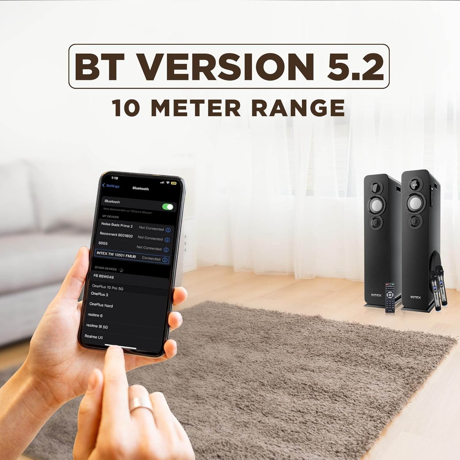 Intex TITAN1400 D Dual Tower Bluetooth Speaker 140W High Bass Home Audio System with Mic Aux USB FM Support LED Display and Remote Bluetooth Tower Speaker for TV Music and Party Use Black - Image 7