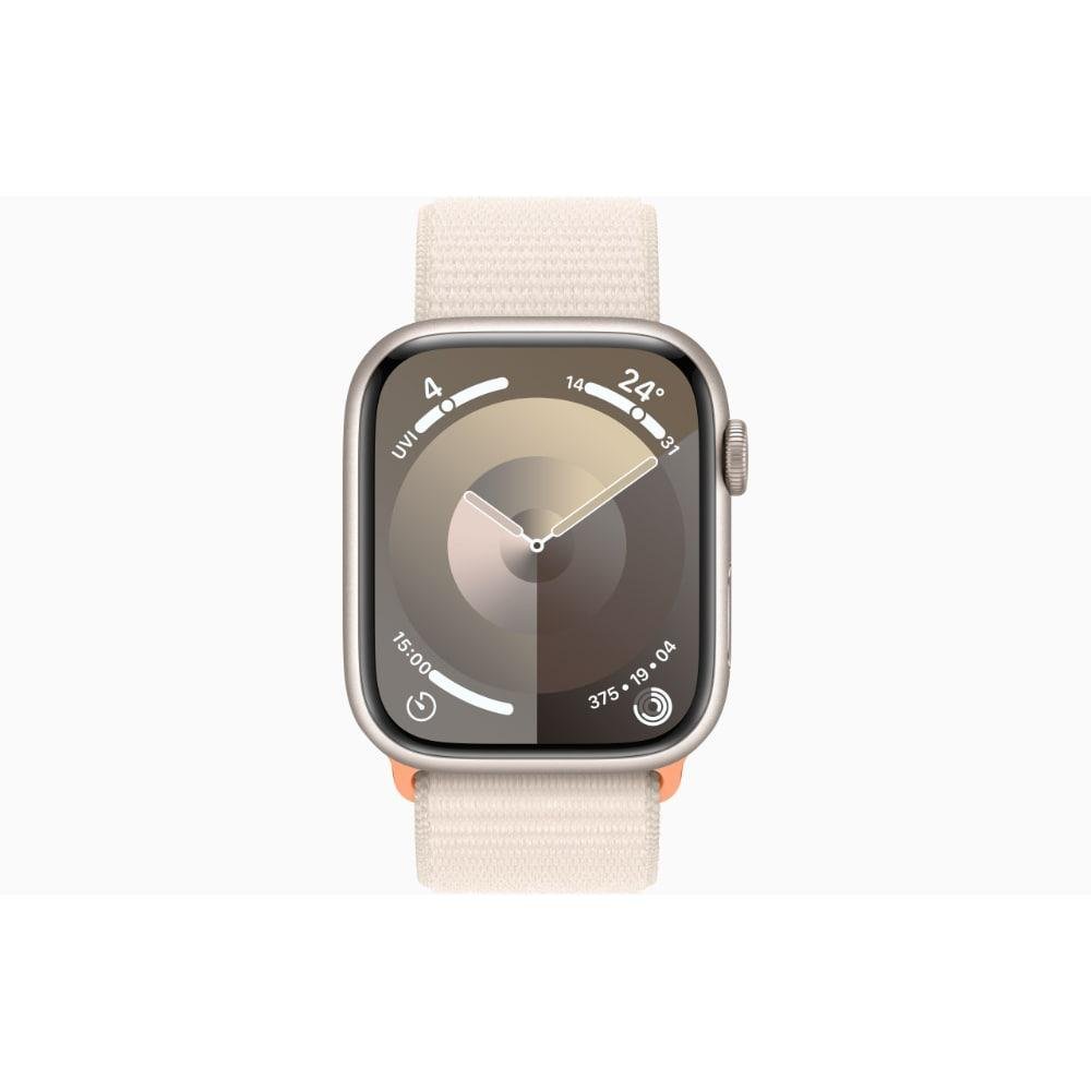 Apple Watch Series 9 GPS + Cellular 45mm Starlight Aluminium Case with Starlight Sport Loop - Image 2