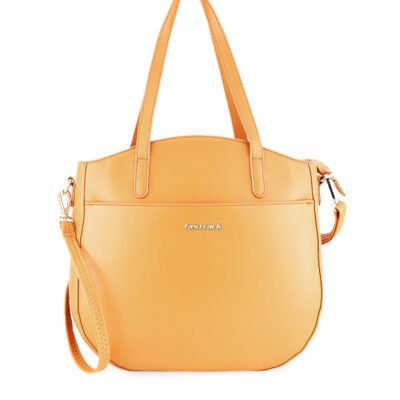 Fastrack Women Mustard PU Structured Satchel Bag