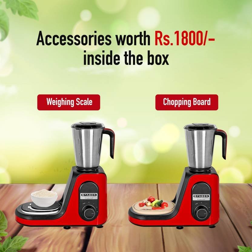 FABER Master Chef 800 W Mixer Grinder (Master Chef 800 3J+1PC Mystic Red | 4 Jars | with 1 year extended warranty | Red) - Image 9