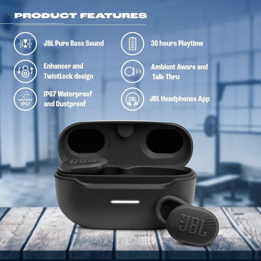 JBL Endurance Race TWS Earbuds (IP67 Waterproof & Dustproof, 30 Hours Playback, Black) - Image 2