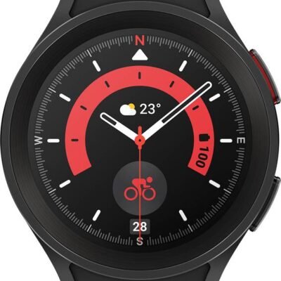 Samsung Watch 5 AMOLED displayLTE callingwith advanced GPS tracking  (Black Titanium Strap, Free Size)