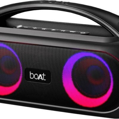 boAt Party Pal 50 5 W Bluetooth Party Speaker with 4.5 Hours of Total Playtime, Built-in Mic, IPX5 Rating and Instant Voice Assistant (Knight Black)(492913058)