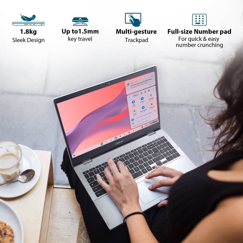 ASUS Chromebook Intel Celeron Dual Core N4500 - (8 GB/128 GB EMMC Storage/Chrome OS) CX1500CKA-NJ0395 Chromebook (15.6 Inch, Transparent Silver, 1.80 Kg) - Image 7