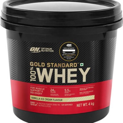 Optimum Nutrition (ON) Gold Standard 100% Protein Powder - Primary Source Isolate Whey Protein  (4 kg, Vanilla Ice Cream)