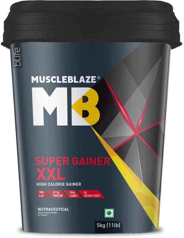 MUSCLEBLAZE Super xxl Weight Gainers/Mass Gainers (5 kg, Banana)