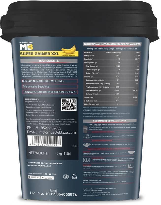 MUSCLEBLAZE Super xxl Weight Gainers/Mass Gainers (5 kg, Banana) - Image 2