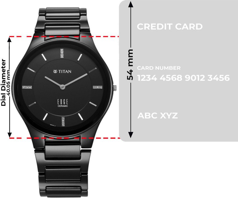 Titan Edge Ceramic Quartz in Glossy Black with Diamonds and Black Dial Analog Watch - For Men NT1696NC12|1696NC12|NT1696NC12 - Image 4