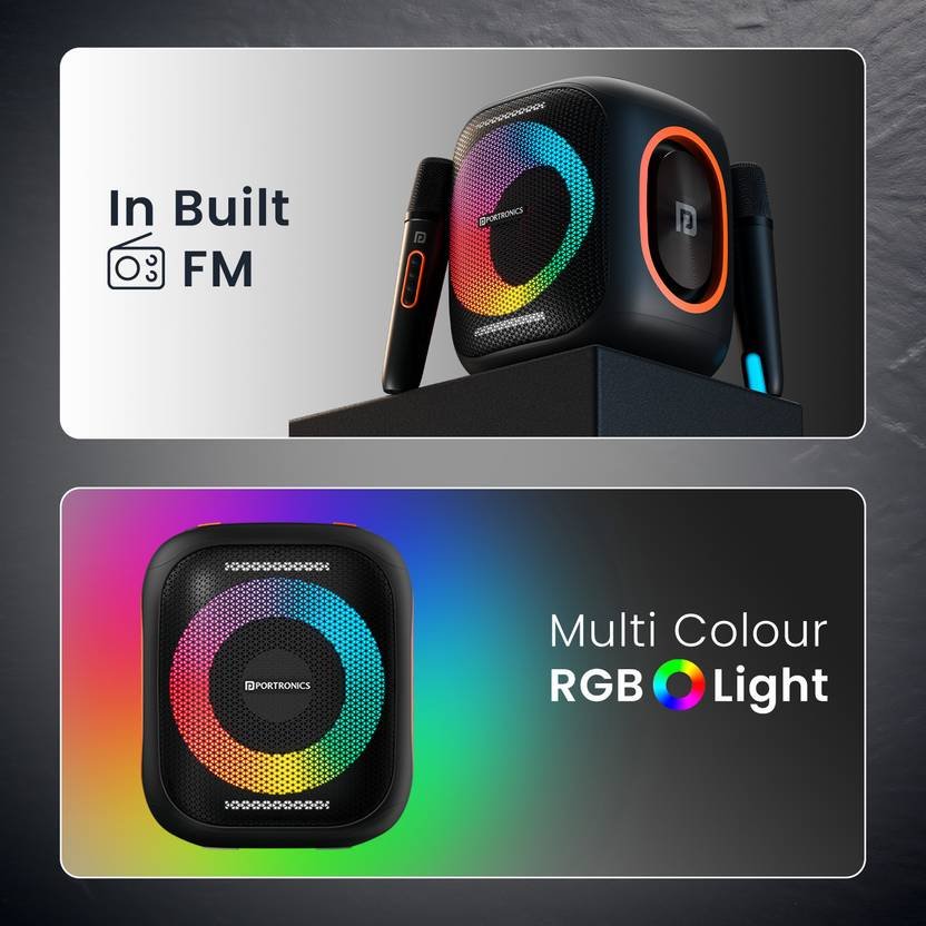 Portronics Dash 10 50W Wireless Bluetooth party Speaker With Dual Wireless Karaoke Mic 50 W Bluetooth Party Speaker (Black, Mono Channel) - Image 4