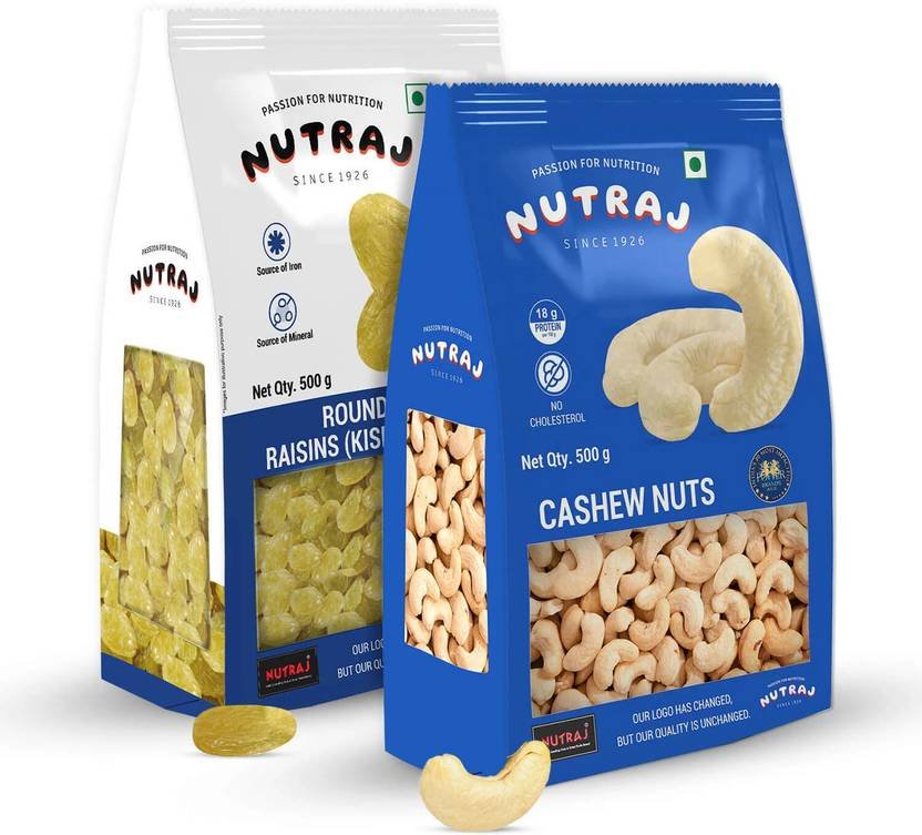 Nutraj Combo of (Kaju & Kishmish) 500g Each Cashews, Raisins