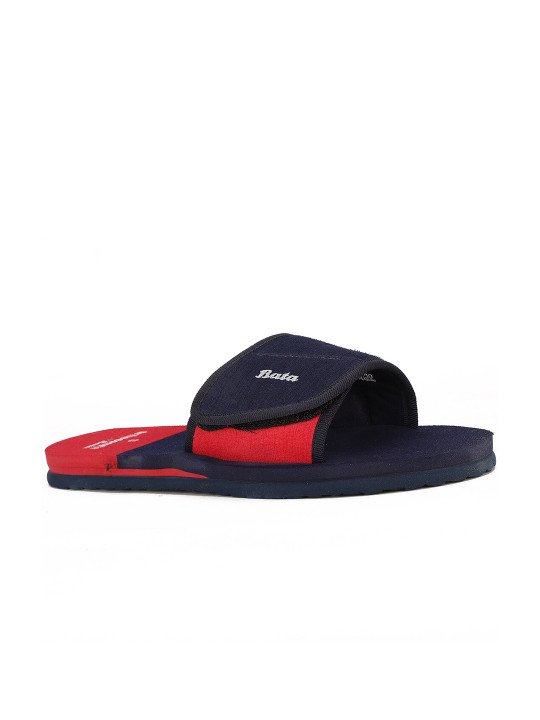 Bata Men Blue & Red Colourblocked Sliders