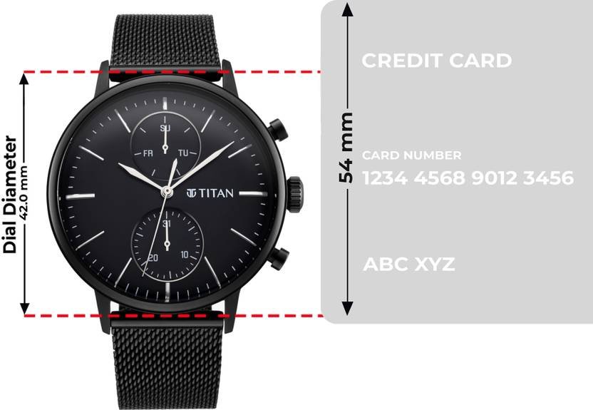 Titan Light Leathers Multifunction Black Dial Black SS Strap Analog Watch - For Men NR90135NM01 - Image 4