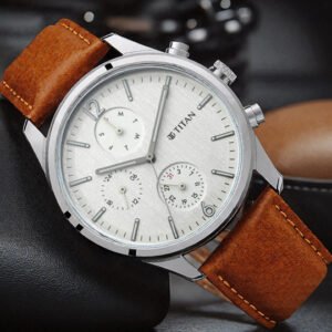 Titan Workwear Metropolitan Charm Multifunction Analog Wht Dial Watch For Men - Nt1805sl04