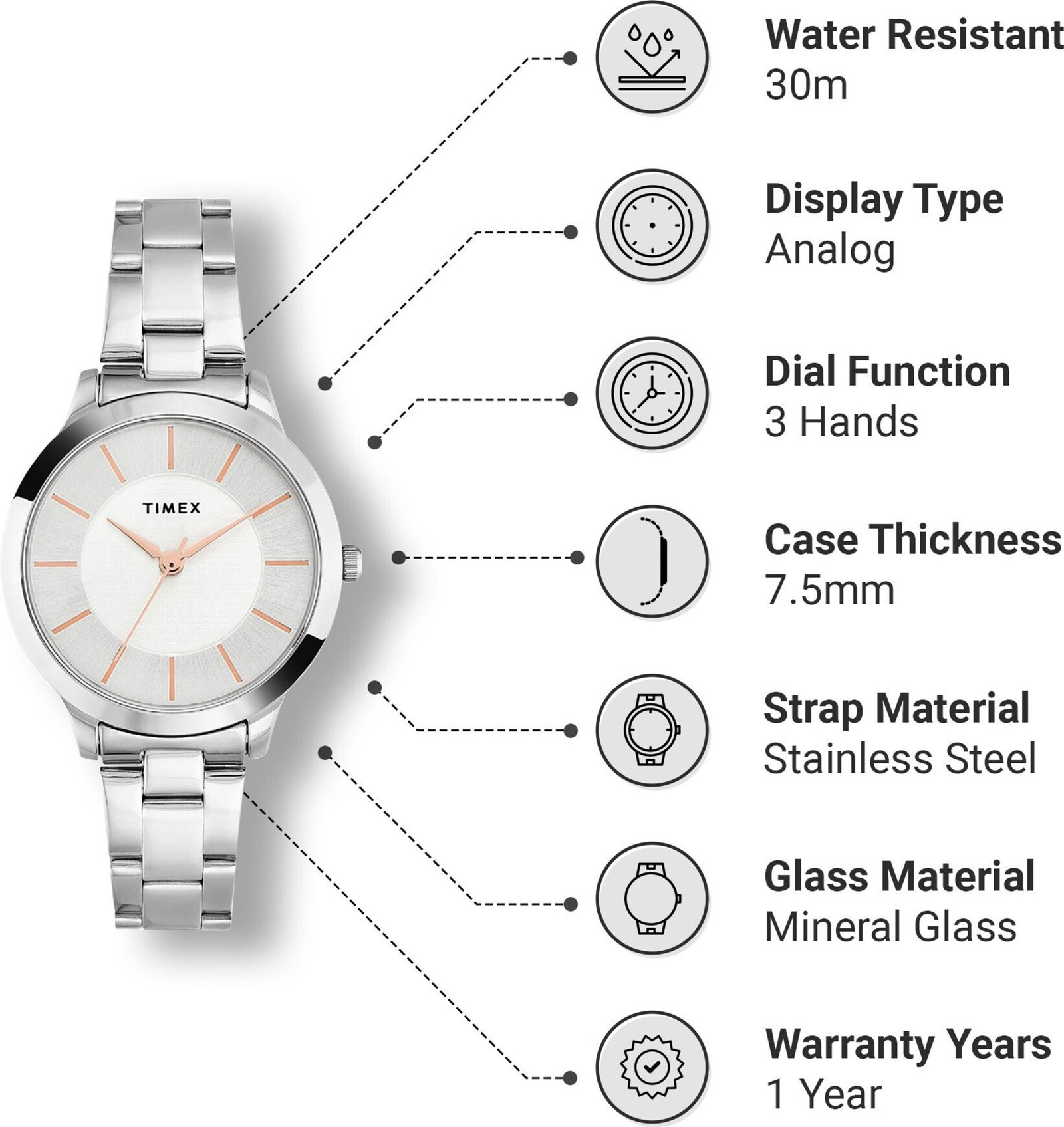 TIMEX Silver Dial - TWEL99SMU01 Analog Watch - For Women - Image 8