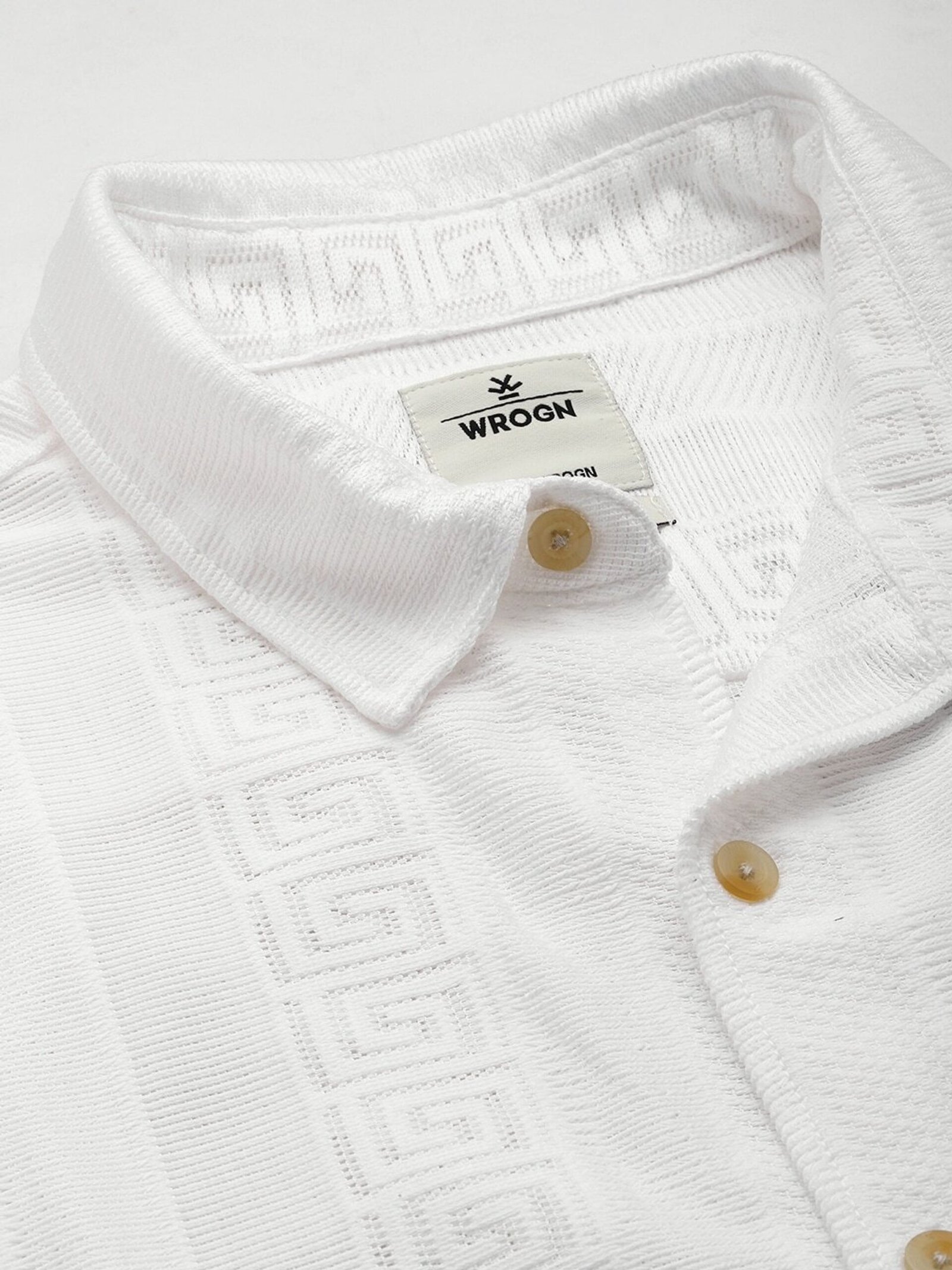 WROGN Men Self Design Casual White Shirt - S - Image 2