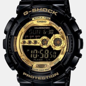CASIO GD-100GB-1DR G-SHOCK GD-100GB-1DR Black-Gold Dial Black Resin Strap Digital Watch - For Men