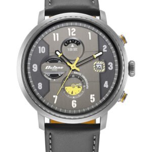 Titan Men Black Dial & Grey Leather Straps Analogue Watch