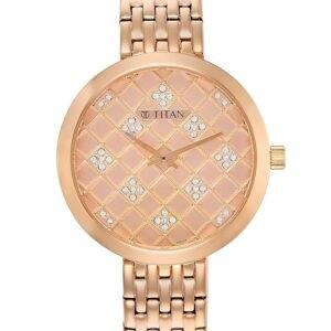 Titan Purple Unending Beauty Rose Gold Dial Women Watch with Stainless Steel Strap-NS95163WM01