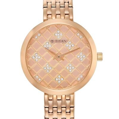 Titan Purple Unending Beauty Rose Gold Dial Women Watch with Stainless Steel Strap-NS95163WM01