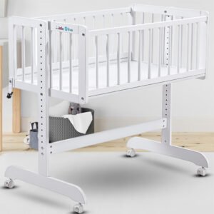 Little Olive Cozy Wooden Cot Cradle For New Born - White Cot