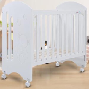 Little Olive Cuddle Wood Infant Cot For New Born - White Cot