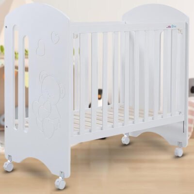 Little Olive Cuddle Wood Infant Cot For New Born - White Cot