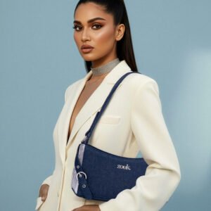 ZOUK Grey Shoulder Bag Lyra Baguette - Aravalli Abstract
