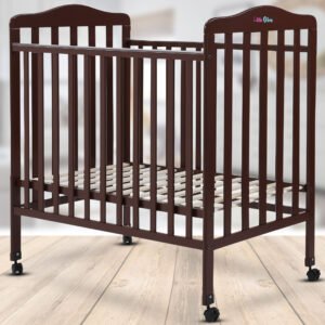 Little Olive Star Wooden Baby Cot For New Born - Brown Cot