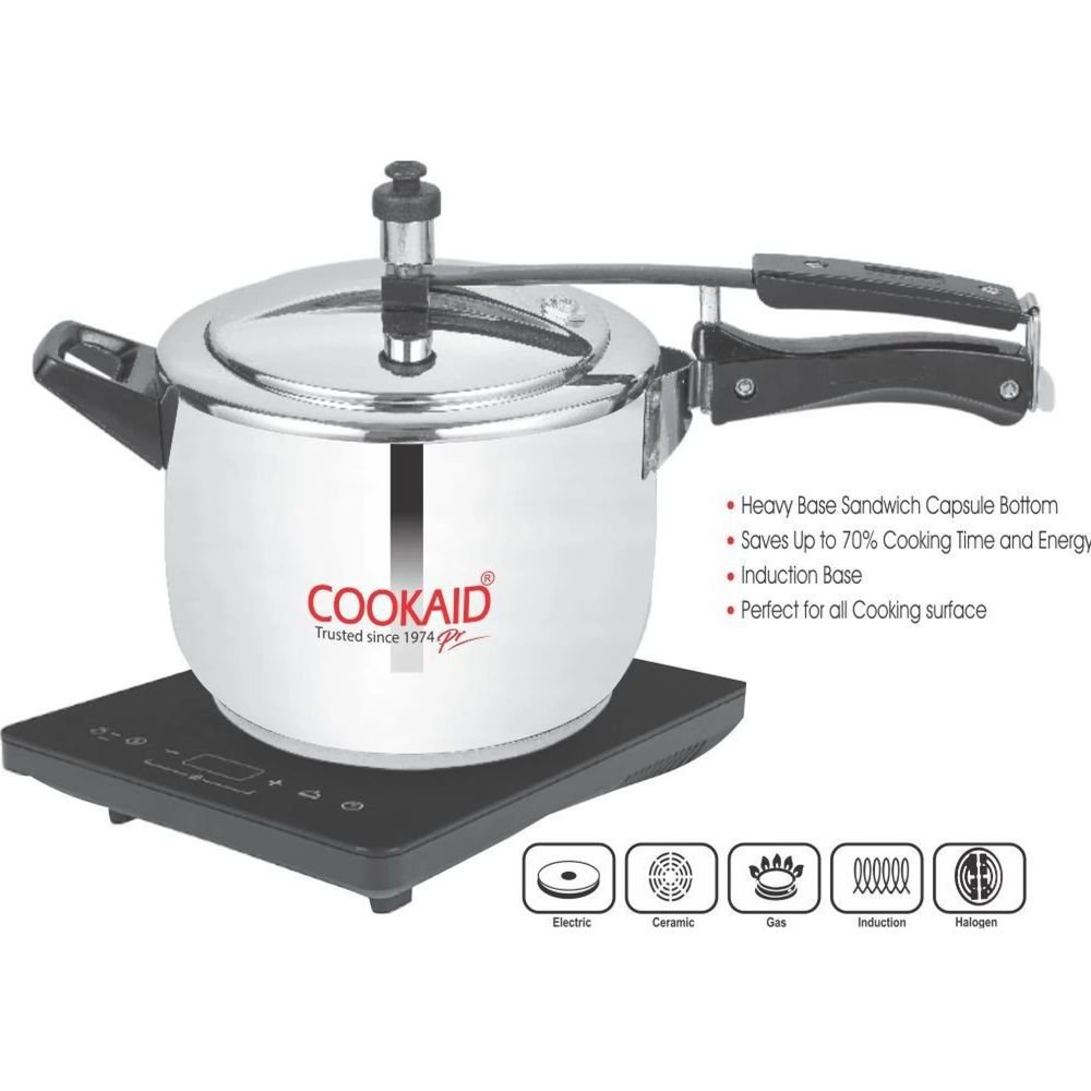 COOKAID CKSSPCIL5 5L Stainless Steel Pressure Cooker (With Induction Bottom, Silver) - Image 3