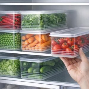 HomeWiz Noodle Container (Pack of 6) | Freezer Safe Food Storage Boxes with Lid | Stackable Plastic Kitchen Containers for Noodles, Pasta, Leftovers & Meal Prep | Refrigerator Organizer