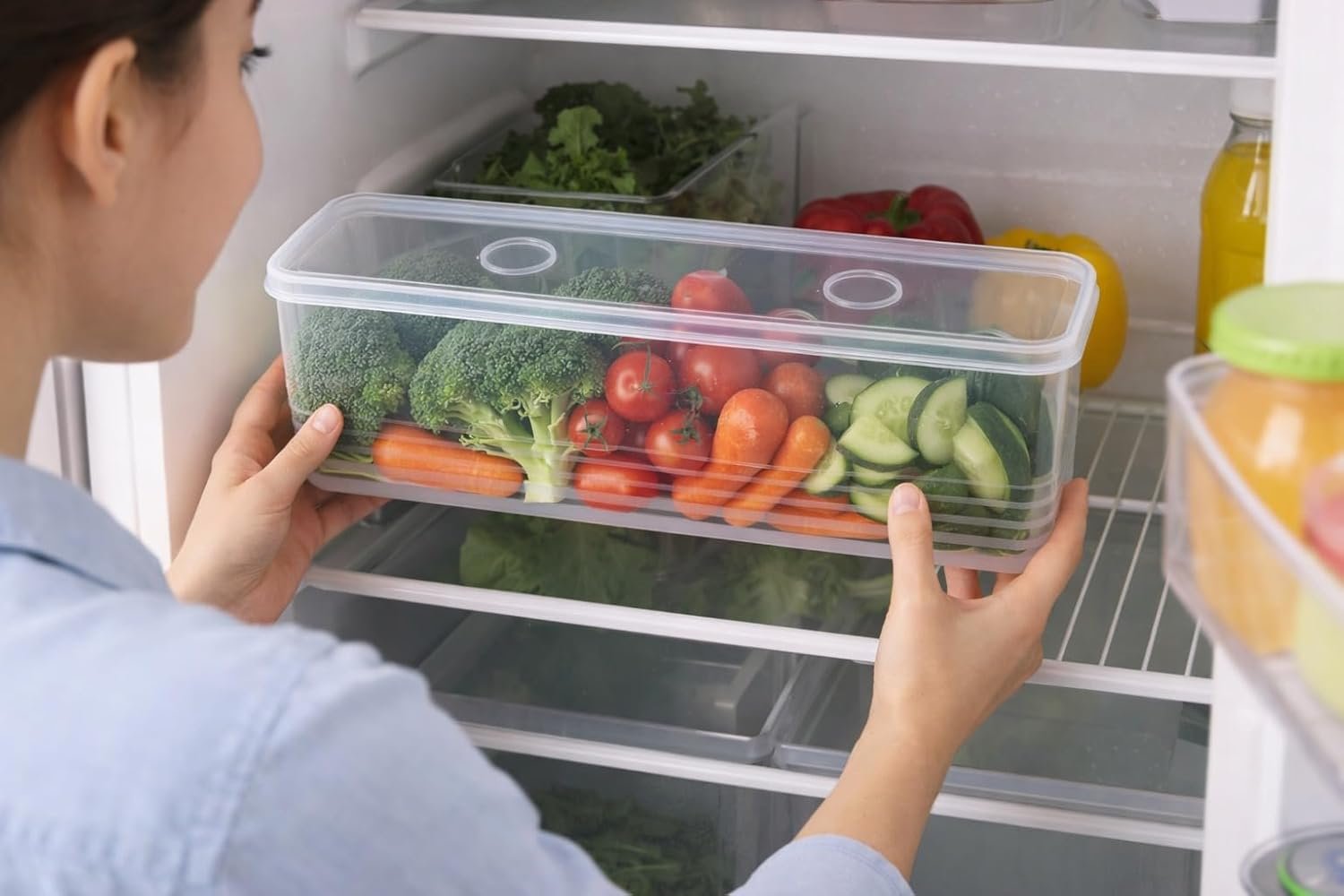 HomeWiz Noodle Container (Pack of 6) | Freezer Safe Food Storage Boxes with Lid | Stackable Plastic Kitchen Containers for Noodles, Pasta, Leftovers & Meal Prep | Refrigerator Organizer - Image 4
