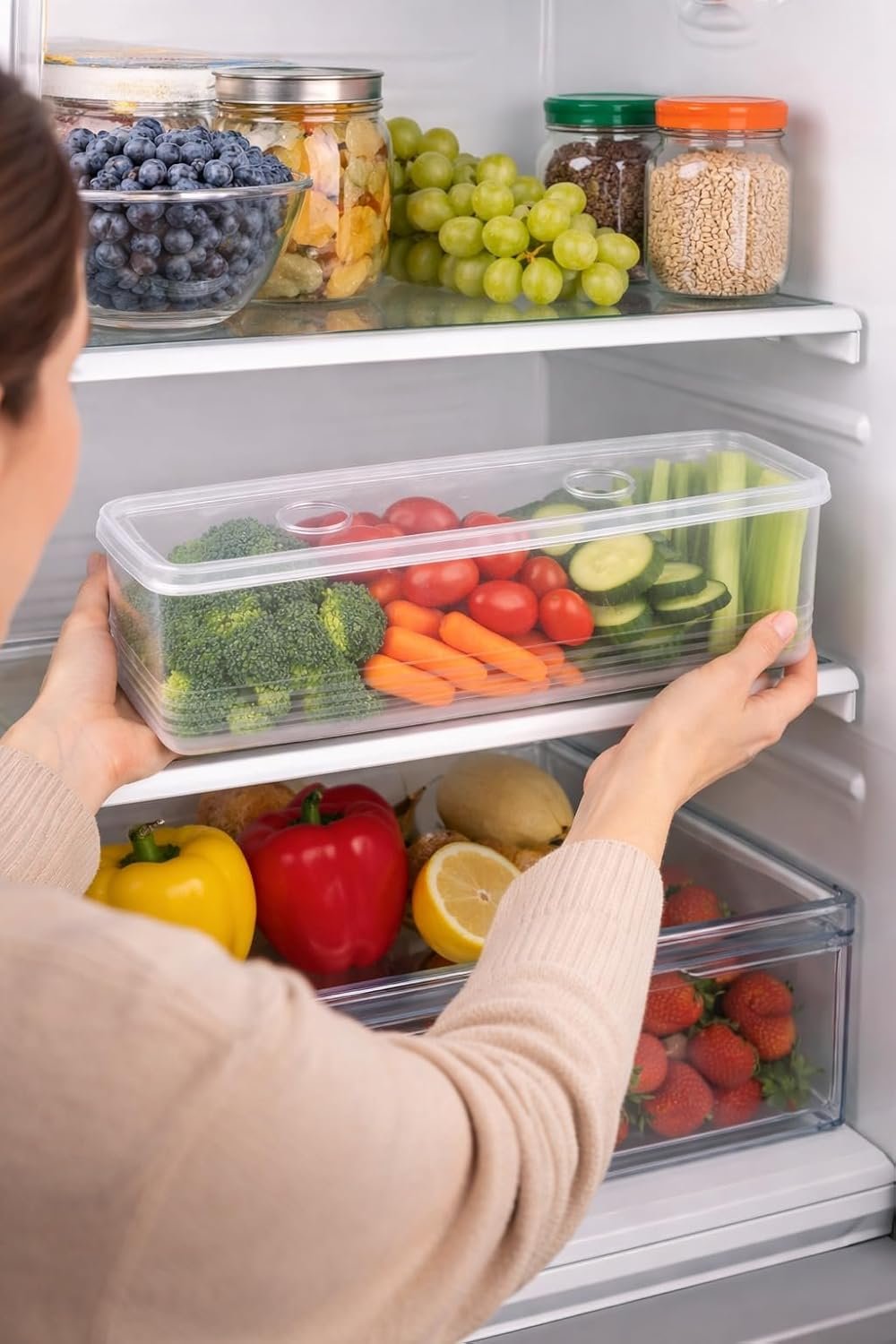 HomeWiz Noodle Container (Pack of 6) | Freezer Safe Food Storage Boxes with Lid | Stackable Plastic Kitchen Containers for Noodles, Pasta, Leftovers & Meal Prep | Refrigerator Organizer - Image 5