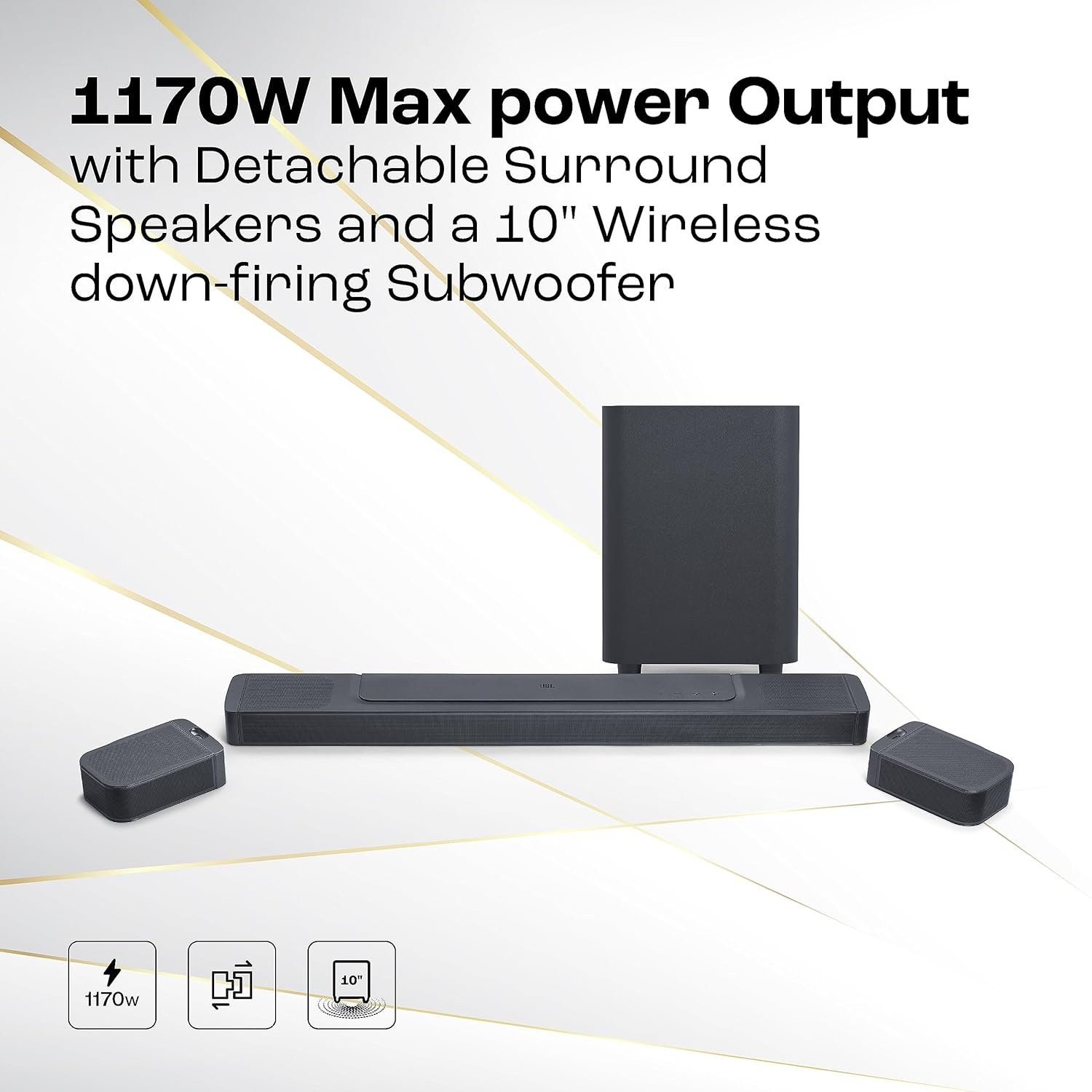 JBL BAR 1300 1170W Bluetooth Soundbar with Remote (Dolby Atmos, 15.1 Channel, Black) - Image 9