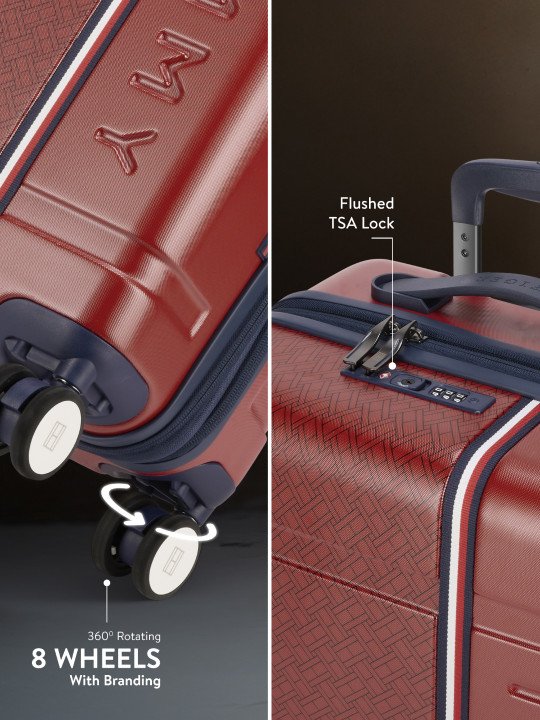 Tommy Hilfiger Textured Hard-Sided Cabin Trolley Suitcase - M - Image 4