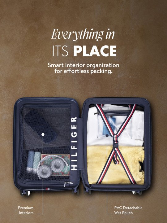 Tommy Hilfiger Textured Hard-Sided Cabin Trolley Suitcase - M - Image 5
