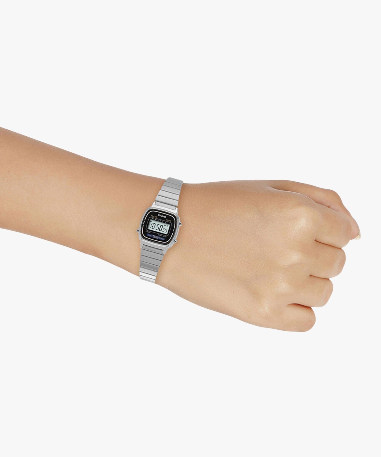 CASIO Vintage Black Dial Silver Stainless Steel Band Digital Watch - For Men & Women D089 (LA670WA-1DF) - Image 7