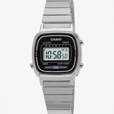 CASIO Vintage Black Dial Silver Stainless Steel Band Digital Watch - For Men & Women D089 (LA670WA-1DF)